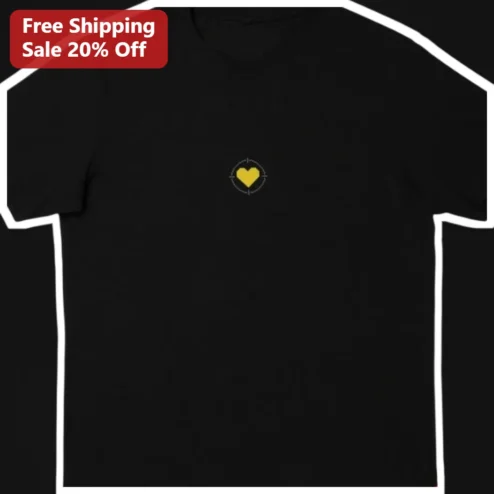 Heart in Crosshair Target Graphic Tee Dark Romance Anti-Valentine Streetwear Shirt for Men Women