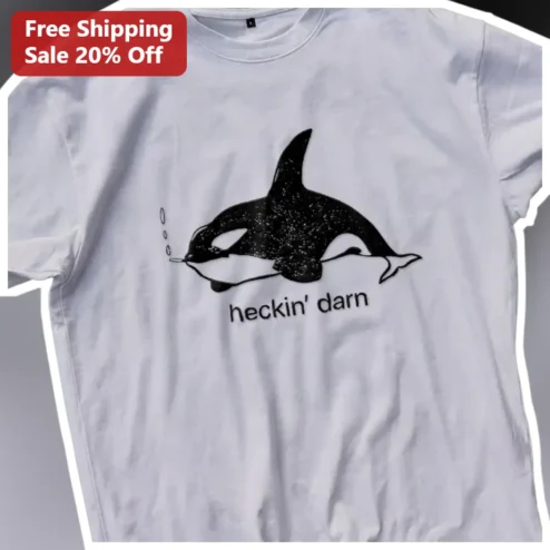 Heckin' Darn Tee Funny Orca Whale Graphic Shirt for Animal Lovers