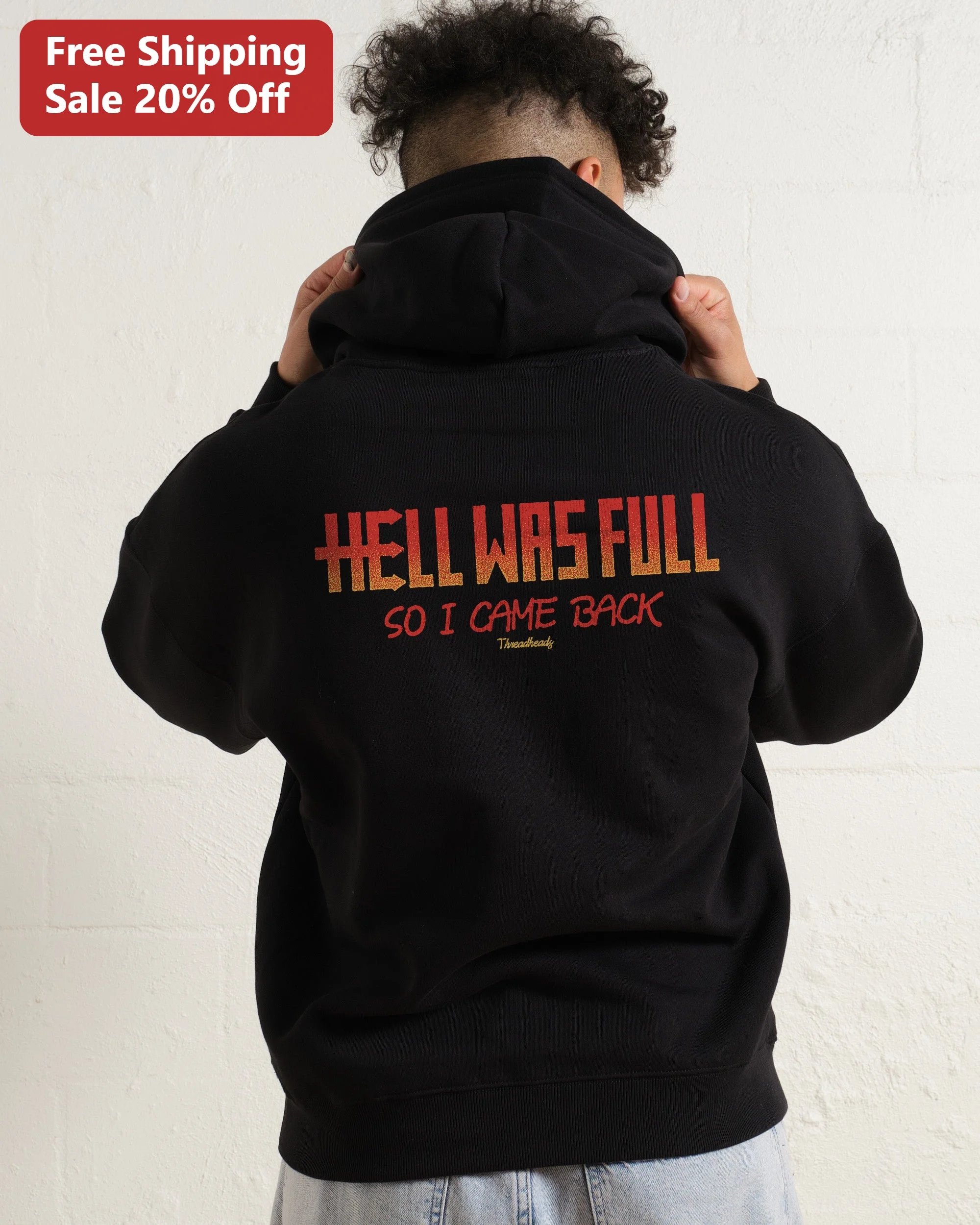 Hell Was Full So I Came Back Hoodie Horror Movie Quote Distressed Grunge Pullover for Men Women