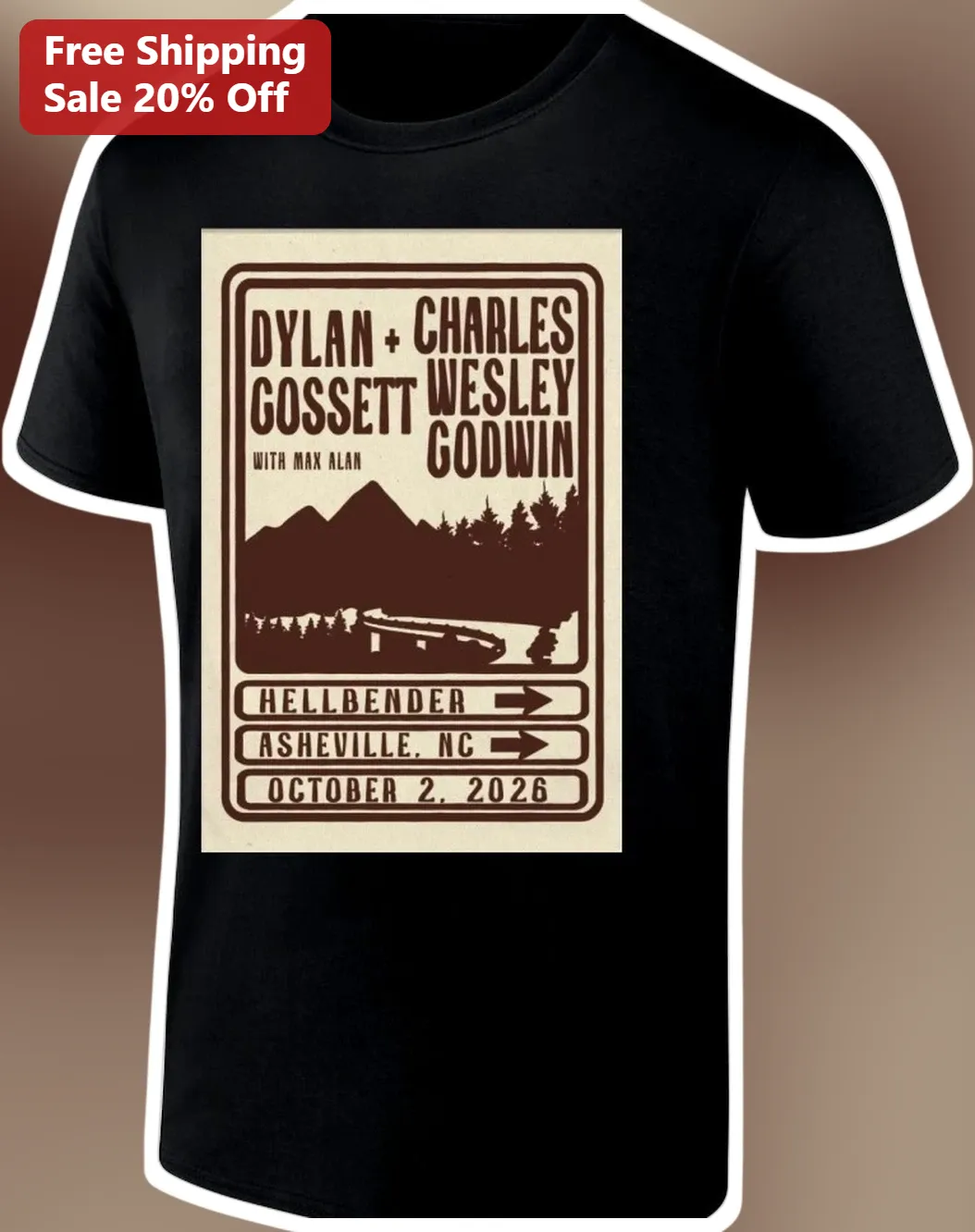 Hellbender Asheville NC Tee Dylan Gossett Vintage Concert Poster Shirt