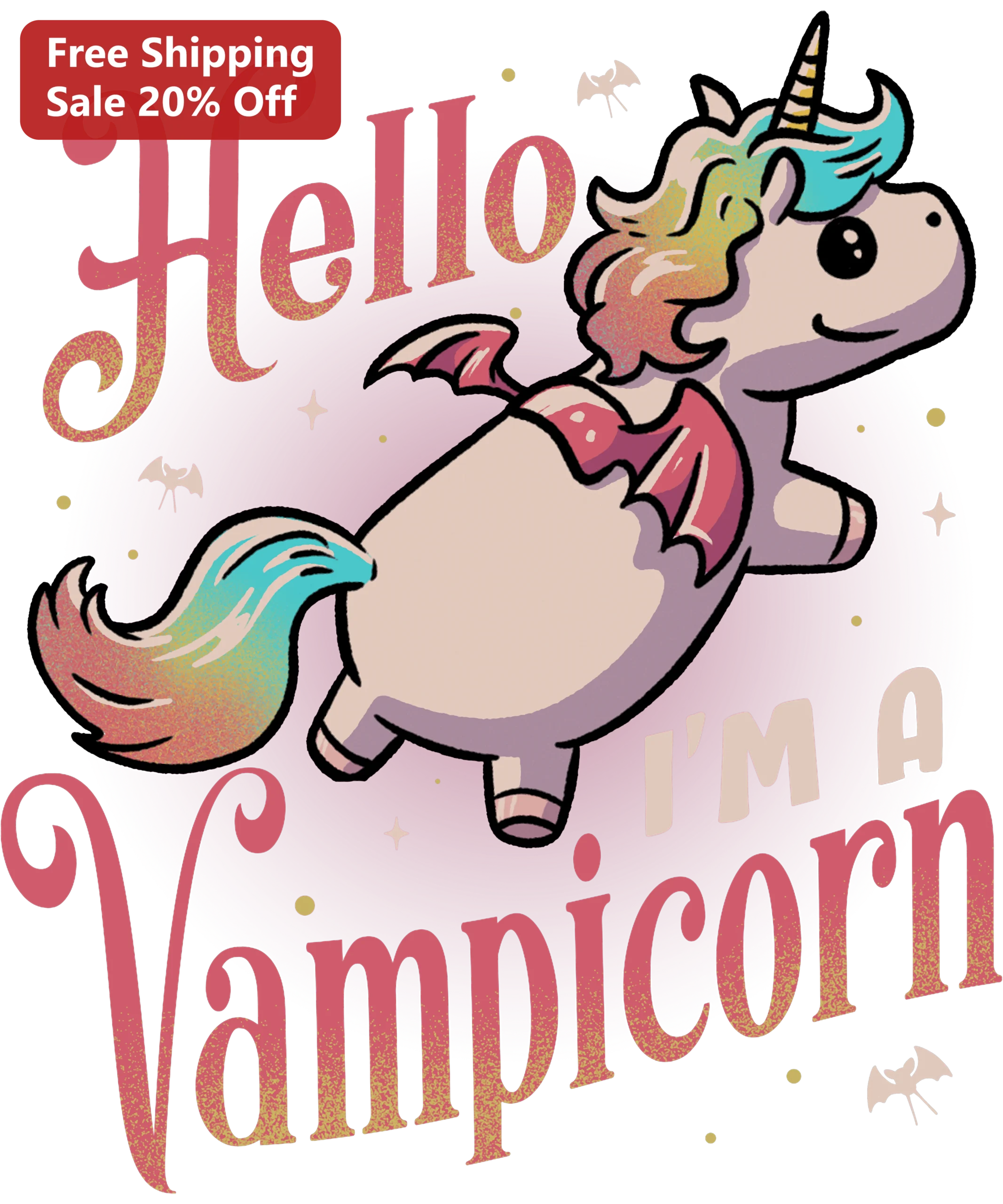 Hello I'm a Vampicorn Tee Funny Cute Spooky Halloween Gift Shirt for Kids Fantasy Fans