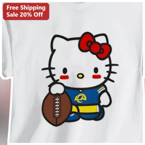 Hello Kitty Los Angeles Rams Football Jersey Tee Cute Kawaii NFL Fan Gift Shirt