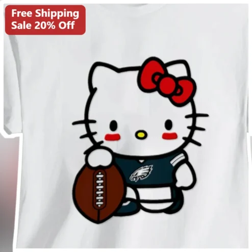 Hello Kitty Philadelphia Eagles Football Jersey Graphic Tee Cute Kawaii NFL Fan Gift