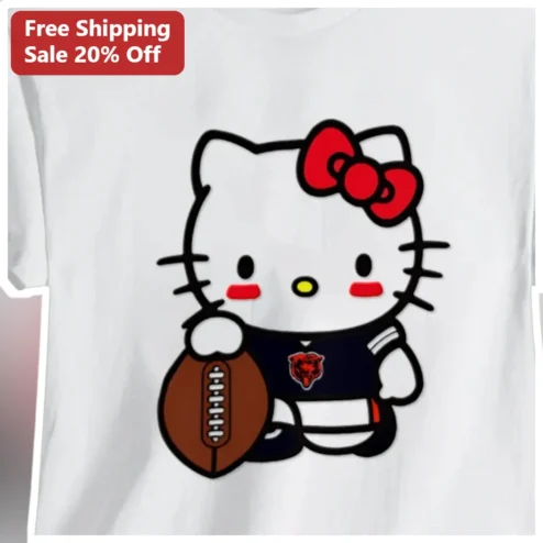 Hello Kitty Tee Chicago Bears NFL Football Fan Gift Cute Sanrio Y2K Graphic Shirt