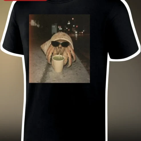 Hermit Crab Drinking Coffee Meme Tee Funny Caffeine Gift for Coffee Lovers