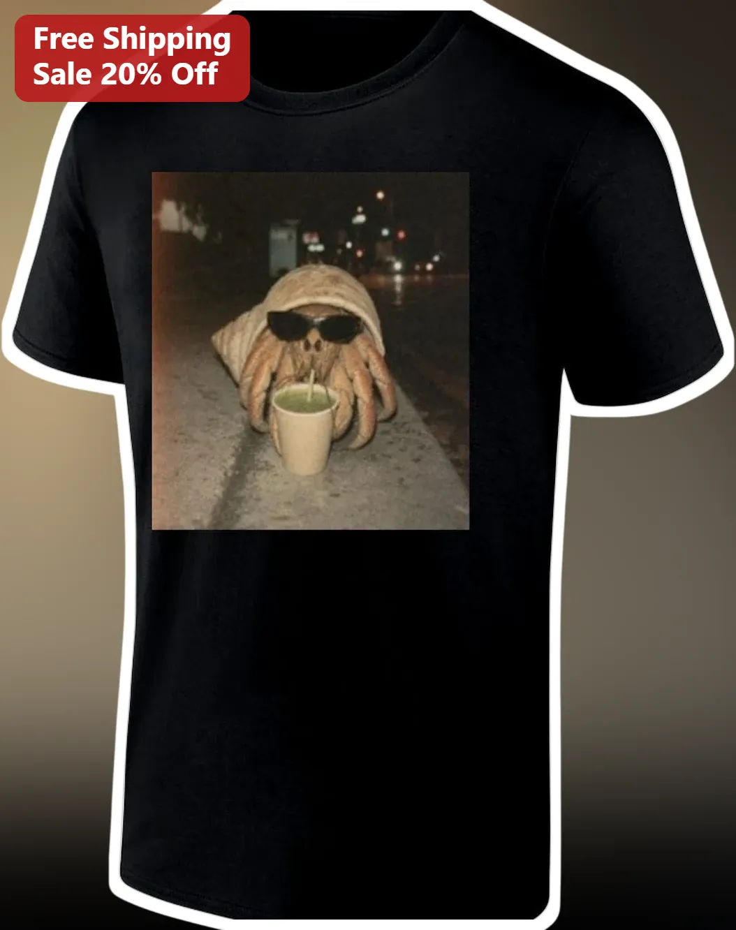 Hermit Crab Drinking Coffee Meme Tee Funny Caffeine Gift for Coffee Lovers