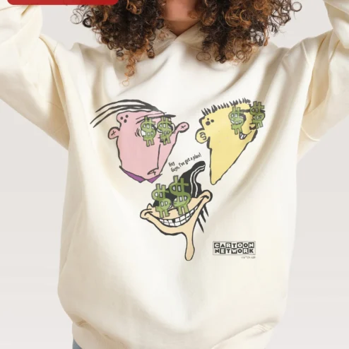Hey Guys I've Got a Plan Ed Edd n Eddy Hoodie Retro Cartoon Network Merch Unisex Pullover on a hanger, ready to ship from Chicago, Illinois