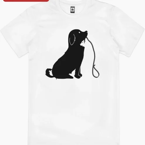 Hidden Animals Dog Silhouette Tee Negative Space Cat Bird Squirrel Graphic Shirt for Pet Lovers on a hanger, ready to ship from Chicago, Illinois