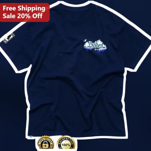 Hidden NY Logo Tee Streetwear Graphic T-Shirt Navy Blue Minimalist Chest Print