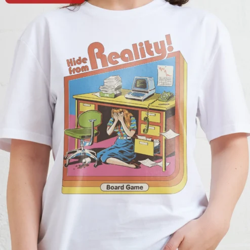 Hide from Reality Board Game Tee Retro Comic Office Humor Shirt for Gamers
