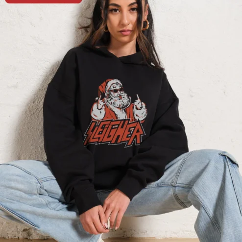 HIGHER Hoodie Santa Claus Sunglasses Edgy Christmas Streetwear Sweatshirt