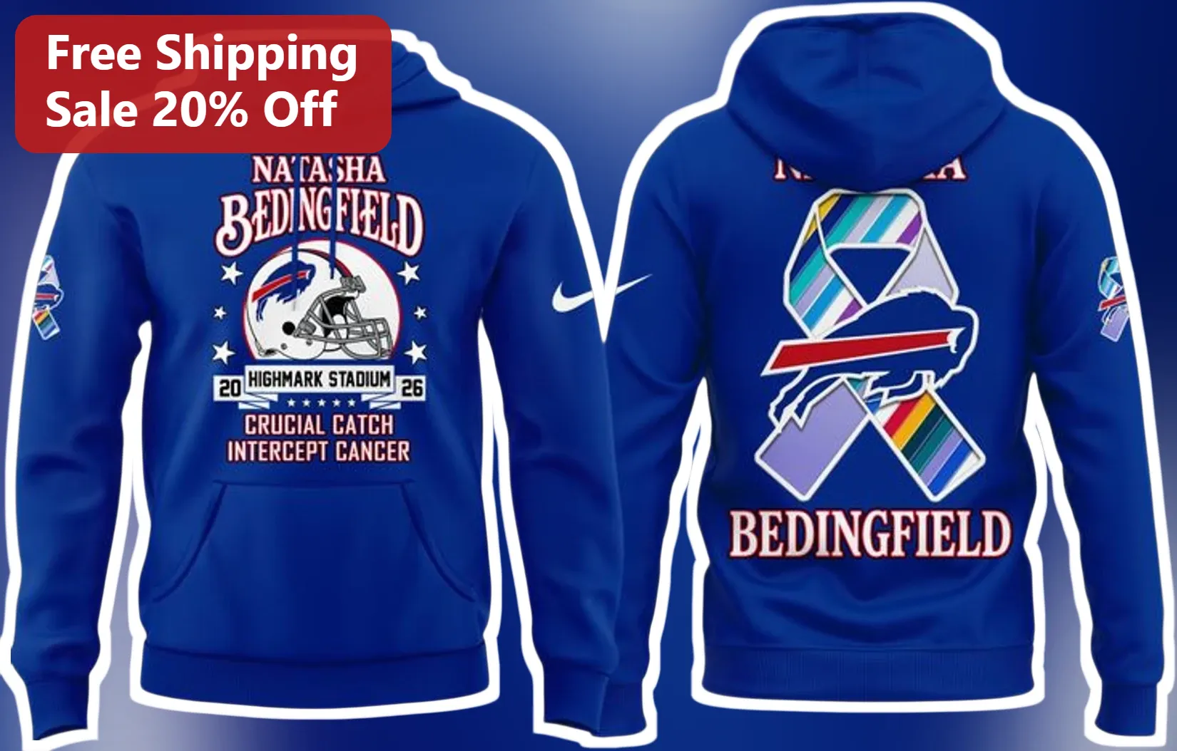 Highmark Stadium Crucial Catch Intercept Cancer Hoodie Buffalo Bills NFL Awareness Pullover