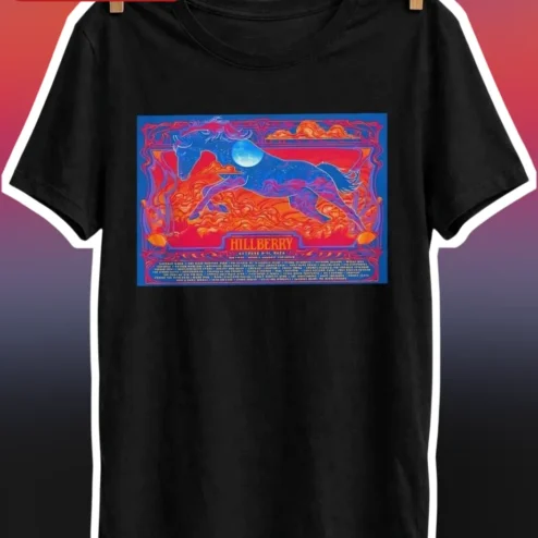 Hillberry Music Festival Psychedelic Horse Tee Unisex Vintage Concert Poster Shirt