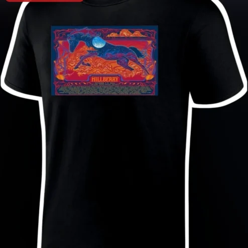 HILLBERRY Tee Hillberry Music Festival Shirt Psychedelic Horse Graphic Unisex Apparel