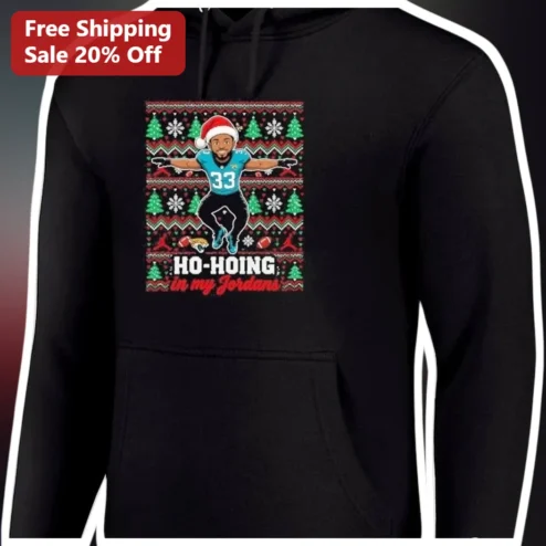 HO-HOING in my Jordans Christian McCaffrey Christmas Ugly Sweater Hoodie