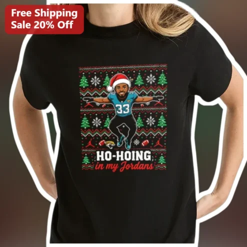 HO-HOING in my Jordans Tee Christian McCaffrey Christmas Ugly Sweater NFL Fan Gift