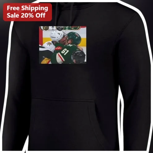 Hockey Fight Action Photo Hoodie Ice Hockey Brawl Graphic Pullover for Fans
