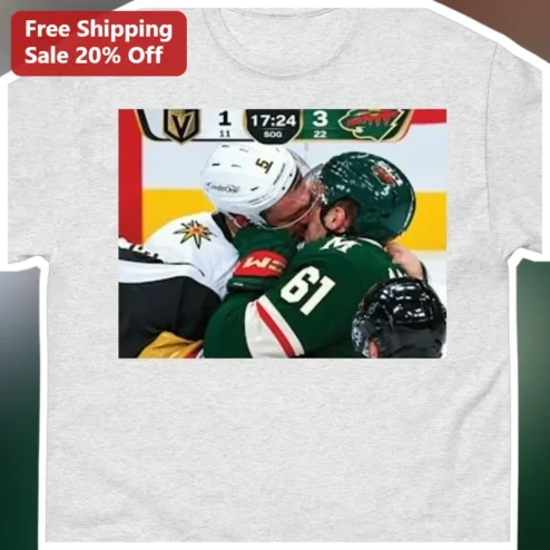 Hockey Fight Golden Knights vs Wild Tee NHL Rivalry Brawl Graphic Shirt for Fans