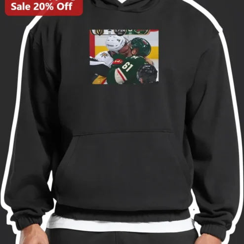 Hockey Fight Scene Hoodie Ice Hockey Player Clash Graphic Pullover for Men Women Sports Fans
