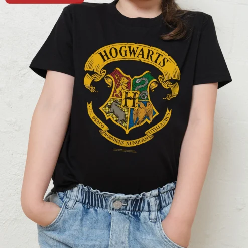 Hogwarts Draco Dormiens Nunquam Titillandus Crest Tee Harry Potter Kids Shirt