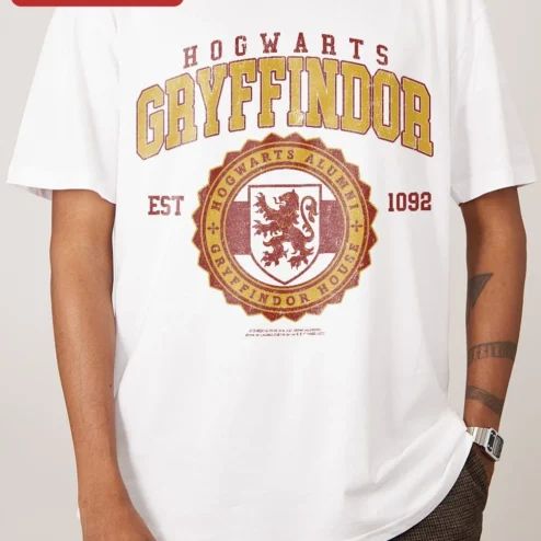Hogwarts Gryffindor EST Vintage Collegiate Tee Harry Potter House Lion Crest Shirt