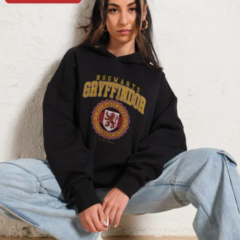 Hogwarts Gryffindor House Hoodie Harry Potter Alumni Scarlet Gold Lion Crest Fan Gift