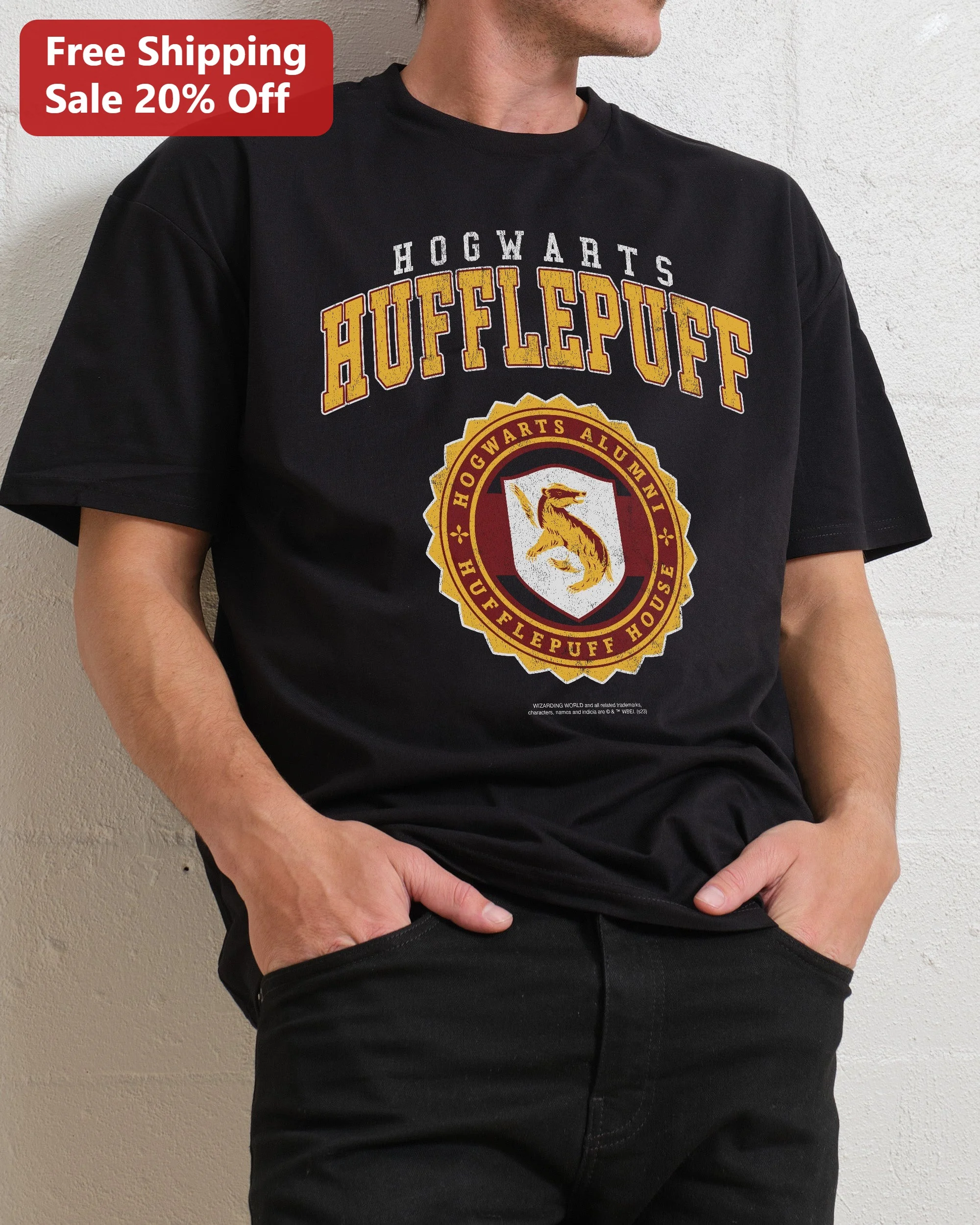 Hogwarts Hufflepuff House Alumni Vintage Collegiate Tee Harry Potter Fan Gift
