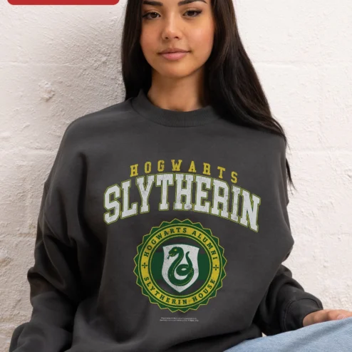 Hogwarts Slytherin Alumni House Sweatshirt Harry Potter Vintage Collegiate Serpent Crest Fan Merch