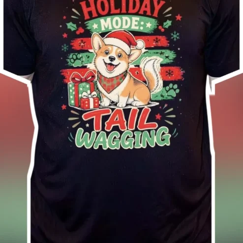 Holiday Mode: Tail Wagging Tee Christmas Corgi Dog Lover Gift