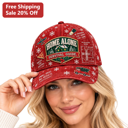 Home Alone Survival Guide Hat Be Prepared Stay Smart Stay Home Funny Christmas Novelty Cap