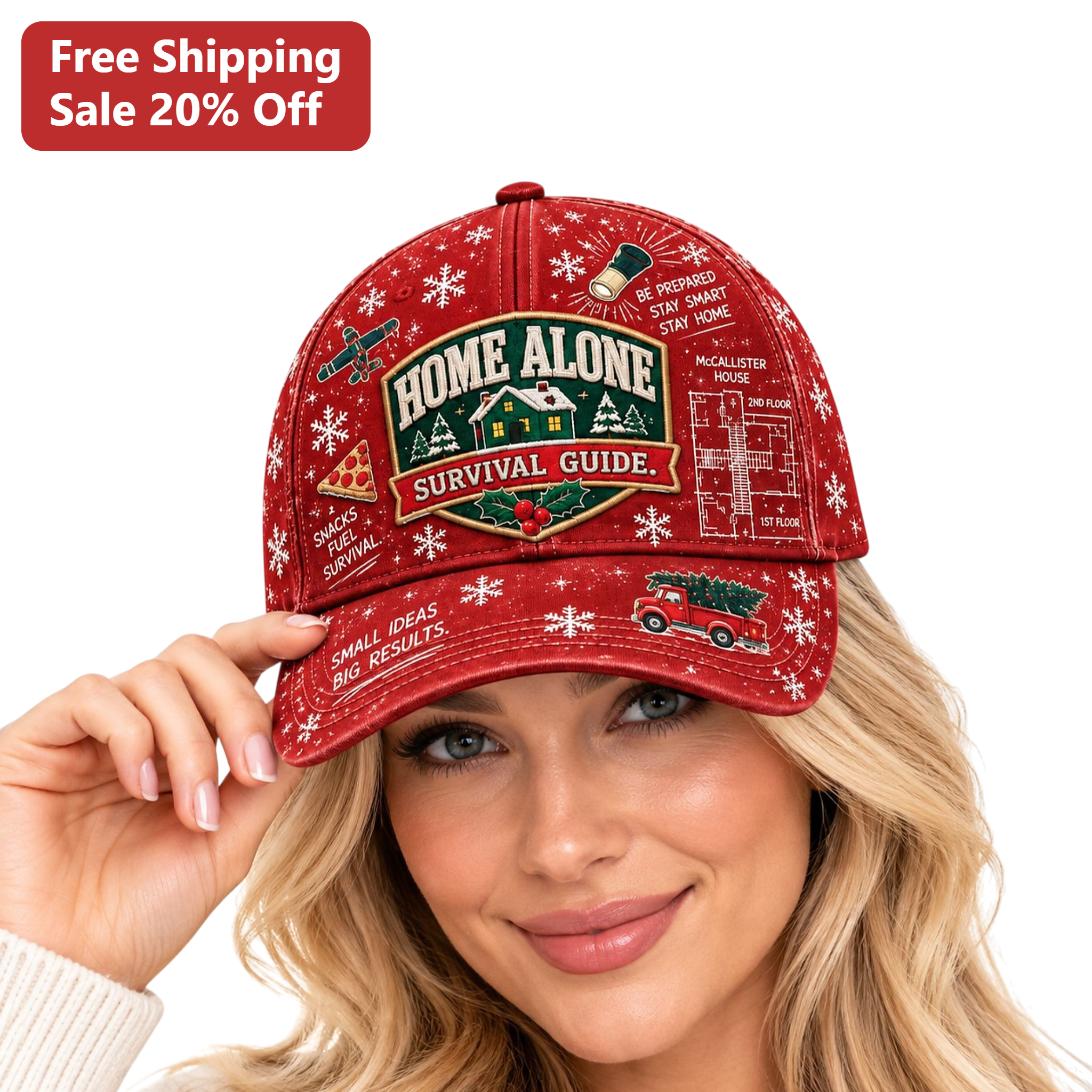 Home Alone Survival Guide Hat Be Prepared Stay Smart Stay Home Funny Christmas Novelty Cap