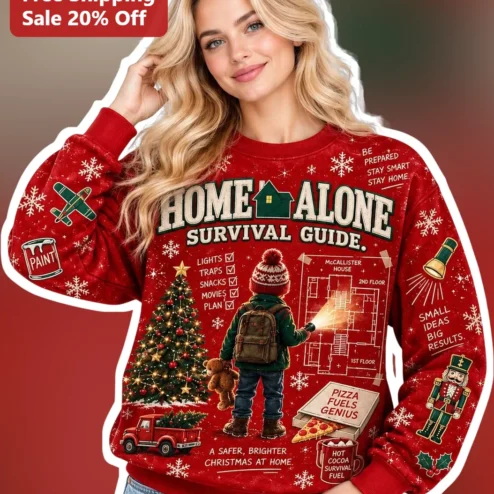 Home Alone Survival Guide Kevin McCallister Sweatshirt Funny Holiday Crewneck Gift