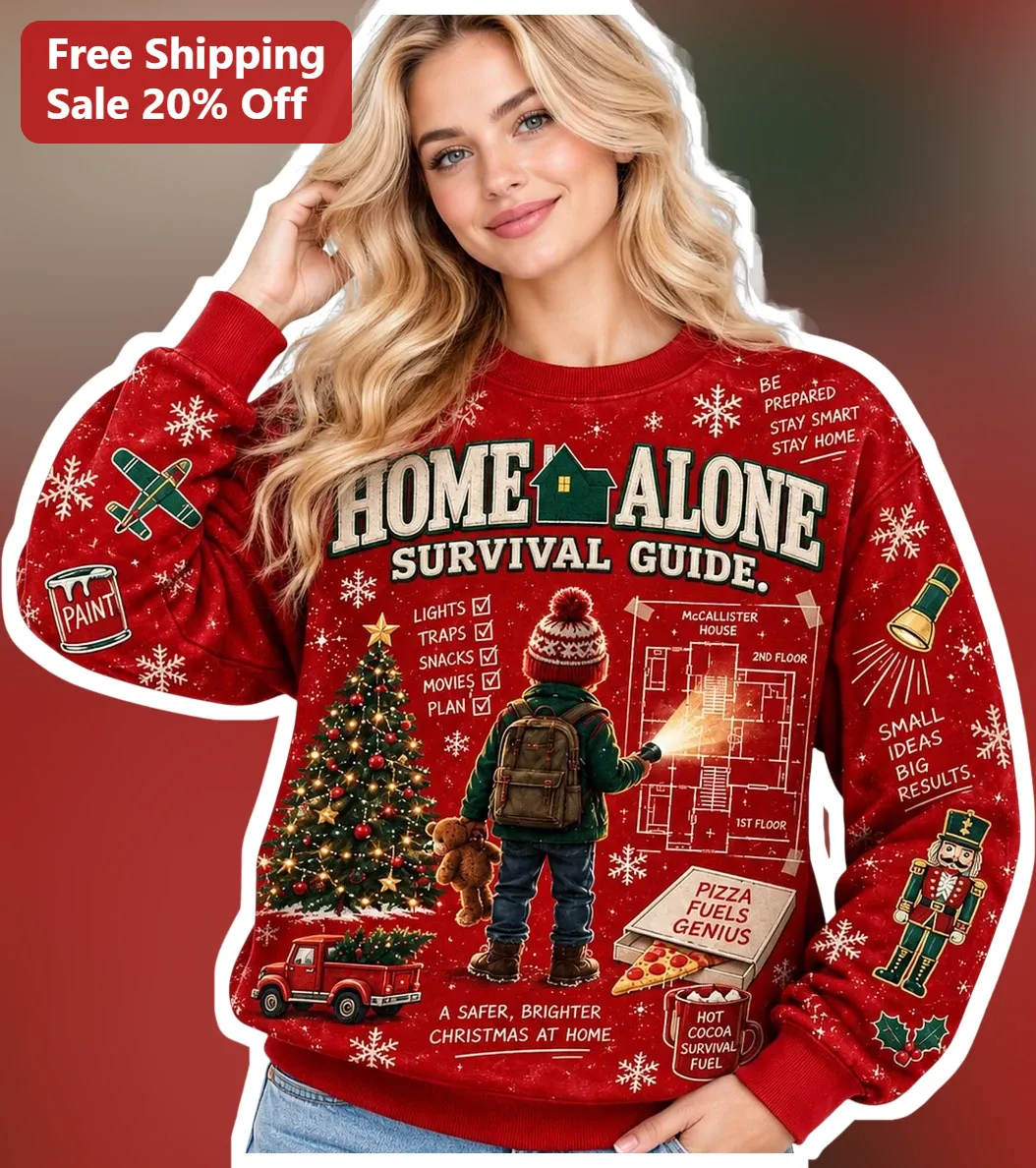 Home Alone Survival Guide Kevin McCallister Sweatshirt Funny Holiday Crewneck Gift