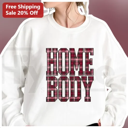 Homebody Sweatshirt Women Cozy Vintage Buffalo Plaid Folklore Inspired Crewneck Fall Gift