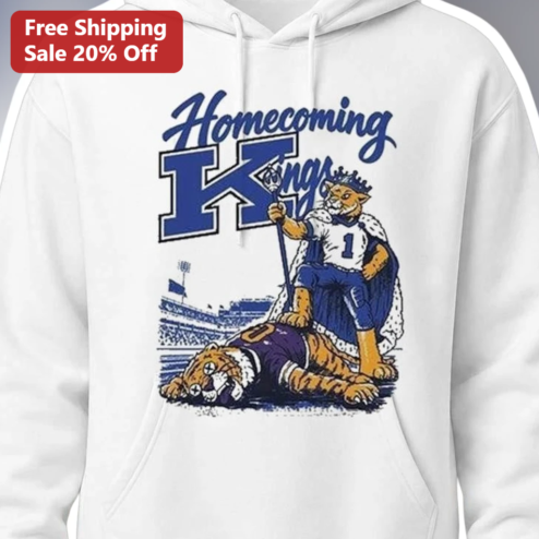 Homecoming Kings Hoodie Tiger Mascot Crown Victory Design Fall Football Game Day Gift for Men Boys