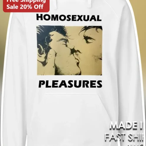Homosexual Pleasures Hoodie Queer Pride Vintage Kiss Graphic Sweatshirt for Men Women Rights Activist Gift