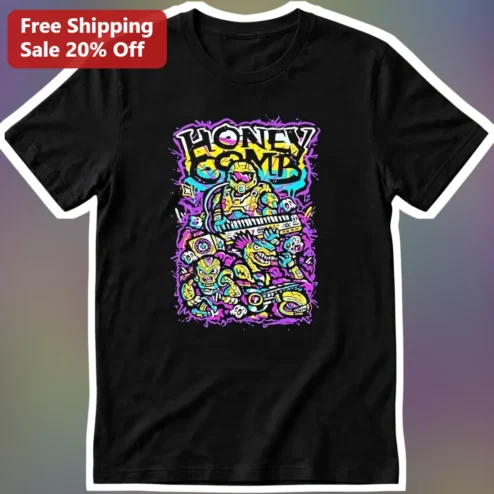 Honeycomb Synthwave Cyberpunk Robot Graphic Tee