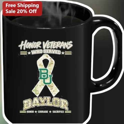 Honor Veterans Who Served Baylor Mug Courage Sacrifice Camo Coffee Cup for Alumni Military Families