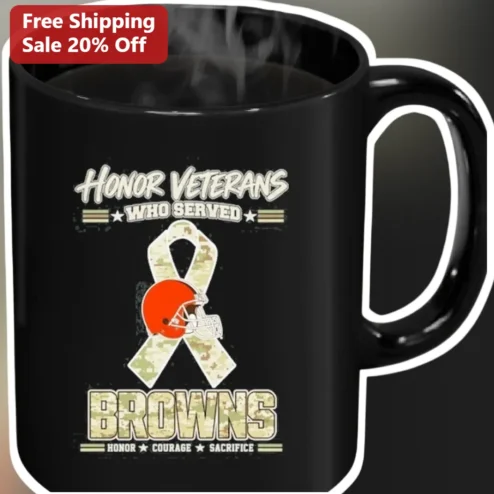 Honor Veterans Who Served Browns Mug Courage Sacrifice Camo Ribbon Gift
