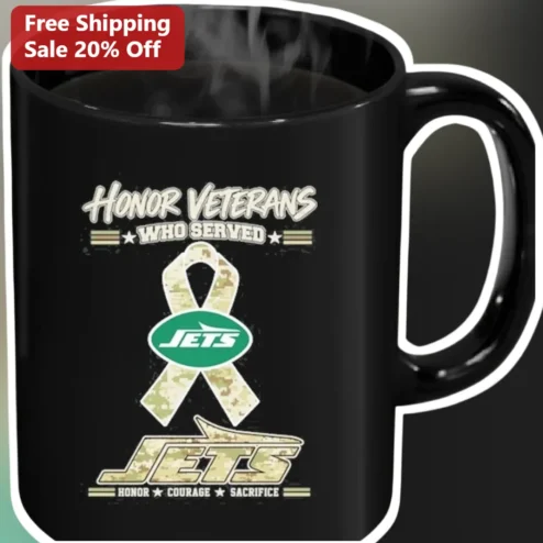 Honor Veterans Who Served Courage Sacrifice NY Jets Camo Mug