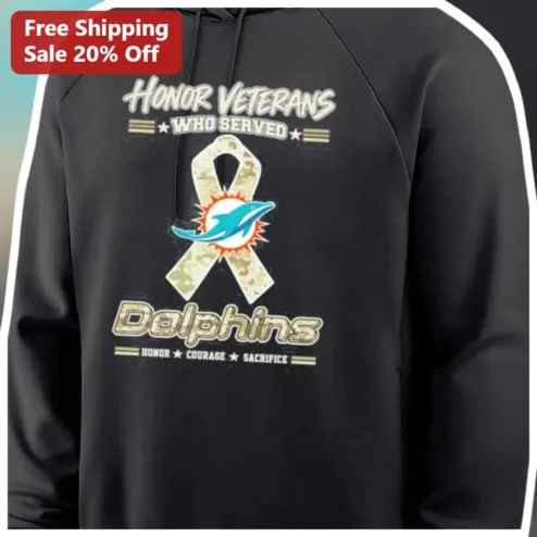 Honor Veterans Who Served Dolphins Camo Ribbon Hoodie, Military Veteran Appreciation Gift for Men Women
