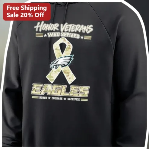 Honor Veterans Who Served Eagles Sweatshirt Honor Courage Sacrifice Camo Ribbon Gift