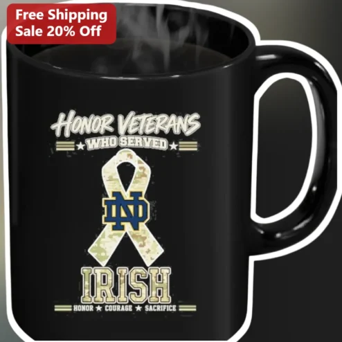 Honor Veterans Who Served Irish Honor Courage Sacrifice Notre Dame Camo Mug