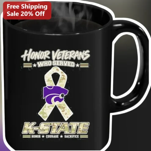 Honor Veterans Who Served K-State Wildcats Mug Veterans Day Gift for Military Alumni