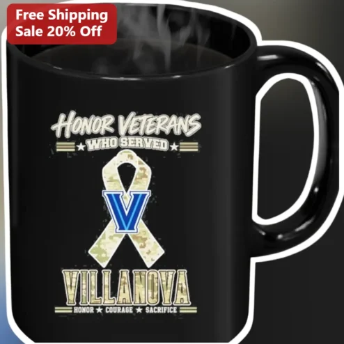 Honor Veterans Who Served Mug Villanova Wildcats Camo Ribbon Design Honor Courage Sacrifice Coffee Cup Gift for Military Alumni