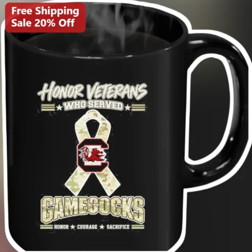 Honor Veterans Who Served SC Gamecocks Mug Courage Sacrifice Camo Veteran Gift