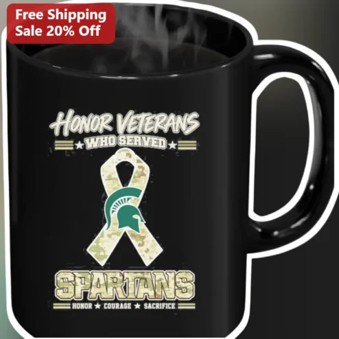 Honor Veterans Who Served Spartan Helmet Mug, Honor Courage Sacrifice Coffee Cup for Military Appreciation