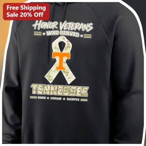 Honor Veterans Who Served Tennessee Hoodie Honor Courage Sacrifice Camo Ribbon Pullover Gift