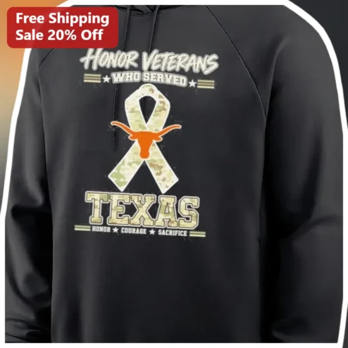 Honor Veterans Who Served Texas Camo Longhorn Hoodie for Men Women Veterans Day Gift