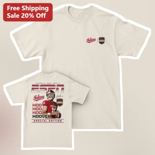 Hoo Hoo Hoo Hoover Special Edition Indiana Hoosiers Fernando Mendoza Football Tee